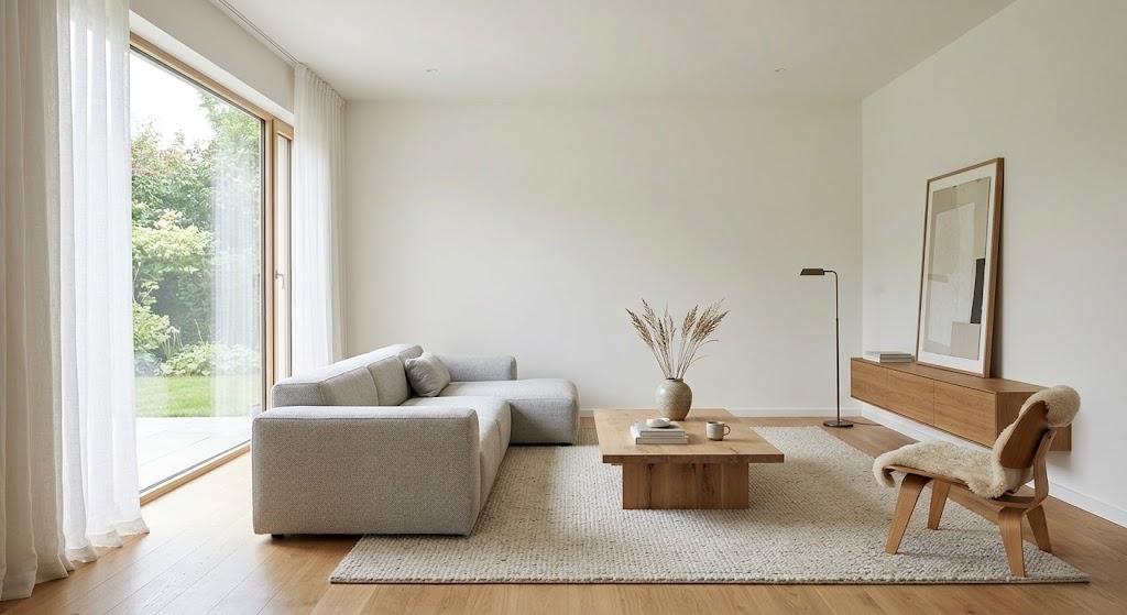 Warmly lit living room